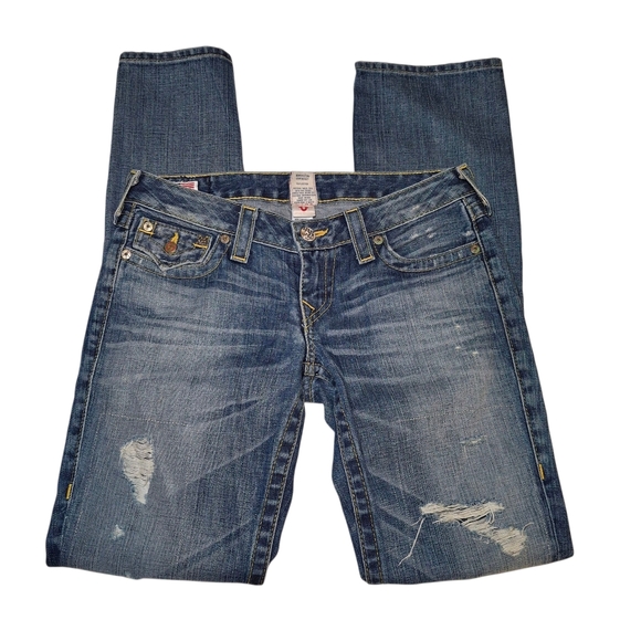 True Religion Women's Billy VTG Straight Jeans Flap Pockets WAP572F83 Size 38 - Picture 2 of 16